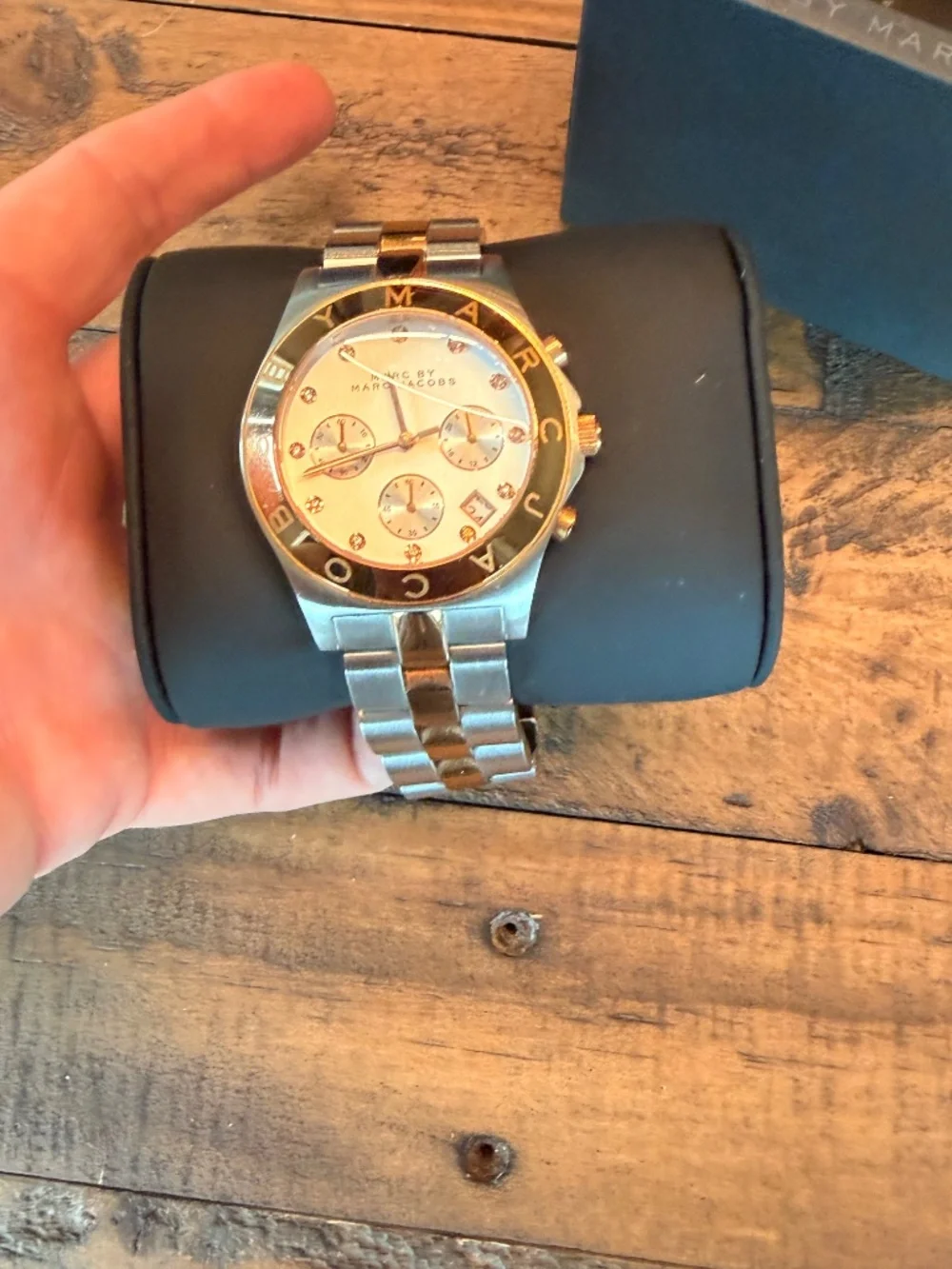 Marc by Marc Jacobs Two Tone Chronograph Watch Silver Rose Gold MBM